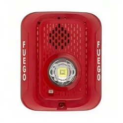 P2RLED-SP Sirena con luz LED Estroboscopica 2 Hilos Montaje en Pared 12 o 24 Vcd Rojo System Sensor