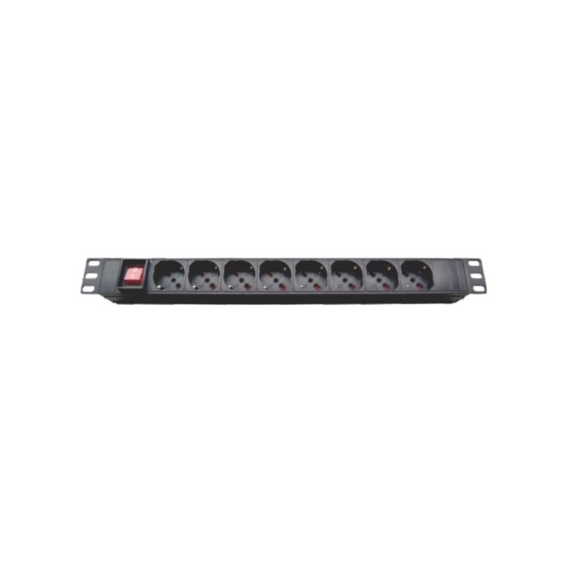 PDU 8 ENCHUFES SCHUKO 16A 1U C/INT. 220V CON ENCHUFE ITALIANO 16A